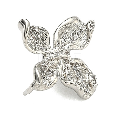 Flower Brass Micro Pave Cubic Zirconia Enhancer Shortener Bails KK-F934-07C-P-1
