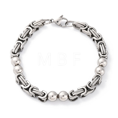 201 Stainless Steel Byzantine Chain Bracelets BJEW-B078-167P-1