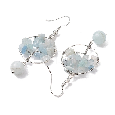 Natural Aquamarine Dangle Earrings EJEW-JE05747-05-1