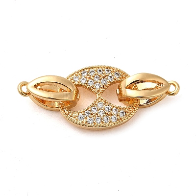 Brass Micro Pave Clear Cubic Zirconia Fold Over Clasps KK-M270-07G-1