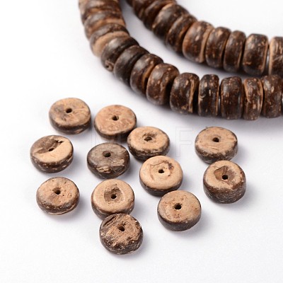 Natural Coconut Shell Rondelle Bead Strands X-COCB-O001-02-1