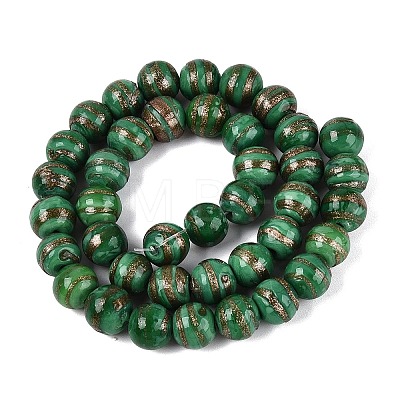 Handmade Gold Sand Lampwork Beads Strands LAMP-Q041-10B-1