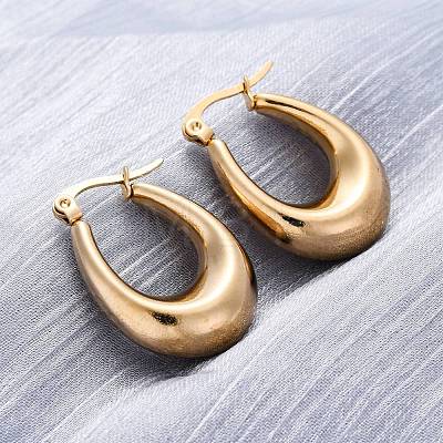 Ion Plating(IP) 304 Stainless Steel Hoop Earrings EJEW-A059-03G-1