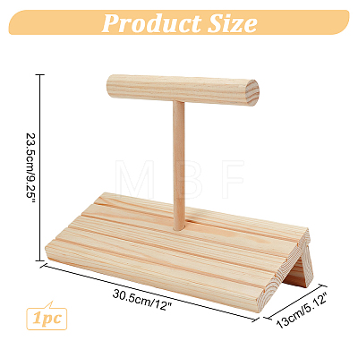 Wooden T-Bar Jewelry Display Stands with 4-Slot Slant Back Organizer Holder Tray ODIS-WH0030-30-1