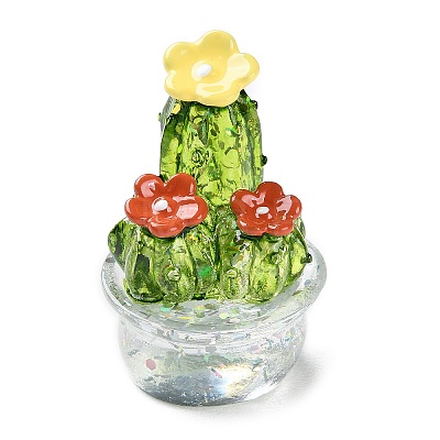 Transparent Resin Simulation Potted Cactus DJEW-F019-02A-1