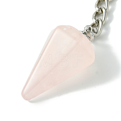 Natural Rose Quartz Cone Pendant Keychain G-Z033-01T-P-1