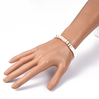 Handmade Polymer Clay Heishi Beads Stretch Bracelets BJEW-JB05303-01-1