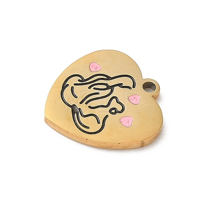 304 Stainless Steel Enamel Pendants STAS-I351-21G-01-1
