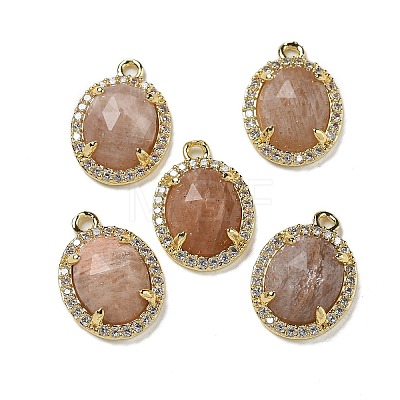 Natural Sunstone Faceted Oval Pendants G-I375-02G-06-1