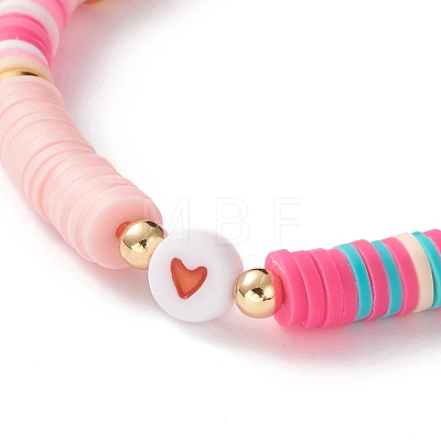 Polymer Clay Heishi Beads Stretch Bracelets BJEW-JB05708-02-1