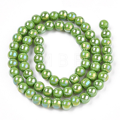 Electroplate Opaque Glass Beads Strands GLAA-T032-P10mm-AB06-1