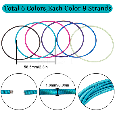 SUNNYCLUE 48Pcs 6 Colors Minimalist Spring Chains Stretch Bracelets Set TWIR-SC0001-01-1