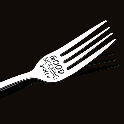 Globleland Word Pattern 304 Stainless Steel Fork AJEW-GL0001-17I-1