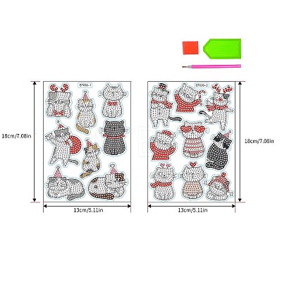 Cat DIY PVC Diamond Painting Sticker Kit PW-WGAD900-01-1