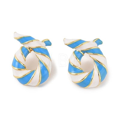 Brass with Enamel Twist Stud Earrings for Women EJEW-Q389-02G-05-1