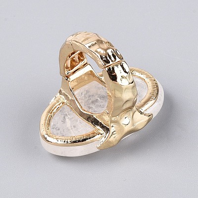 Natural Quartz Crystal Stretch Finger Rings RJEW-N055-01F-1
