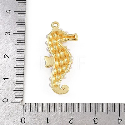 Sea Horse Brass ABS Imitation Pearl Pendants KK-I352-04E-G-1