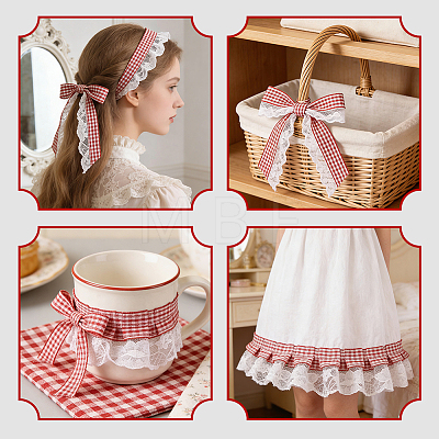 Tartan Pattern Polyester Ruffled Trimming DIY-WH0783-045-1