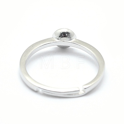 Anti-Tarnish Rhodium Plated 925 Sterling Silver Finger Ring Components STER-E060-15P-1