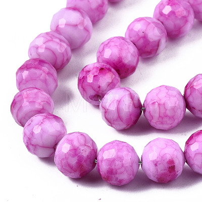 Opaque Baking Painted Crackle Glass Beads Strands EGLA-S174-33E-1