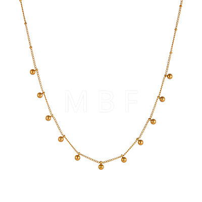 304 Stainless Steel Round Ball Tassel Bib Necklaces for Women FS-WG5B7A4-02-1