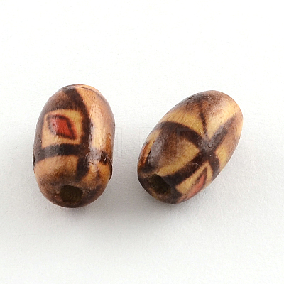 Printed Natural Wood Beads WOOD-R247-M-1