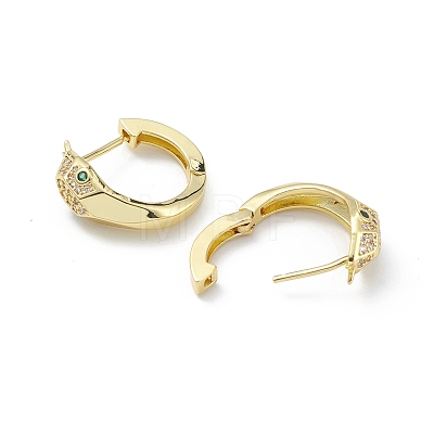 Snake Head Rack Plating Brass Cubic Zirconia Hoop Earrings for Women EJEW-K245-21G-1