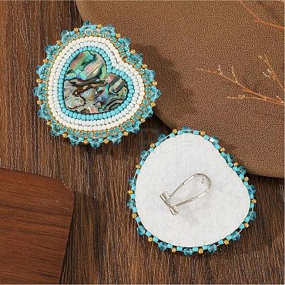 Bohemian Handmade Glass Seed Beads Heart Shape Stud Earrings PG9083-1