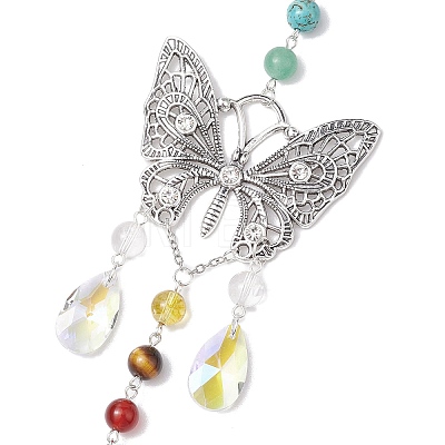 Alloy Hollow Butterfly Pendant Decoration HJEW-TA00227-1