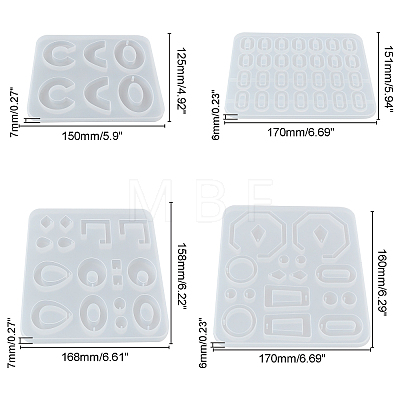 DIY Geometrical & Letter Shape Earring Silicone Mold Kits DIY-OC0002-84-1
