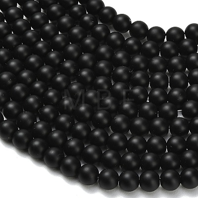 Natural Black Onyx(Dyed & Heated) Beads Strands X-G-Z024-01B-6mm-1