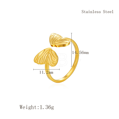 Stainless Steel Butterfly Adjustable Open Cuff Rings for Women OK2282-2-1