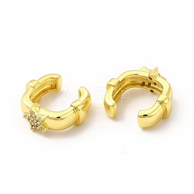 Star Rack Plating Brass Micro Pave Cubic Zirconia Cuff Earrings for Women EJEW-H091-26G-1