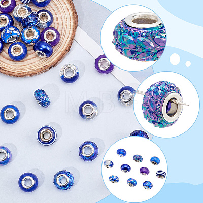 100Pcs 10 Styles Resin European Beads RPDL-SP0001-08-1