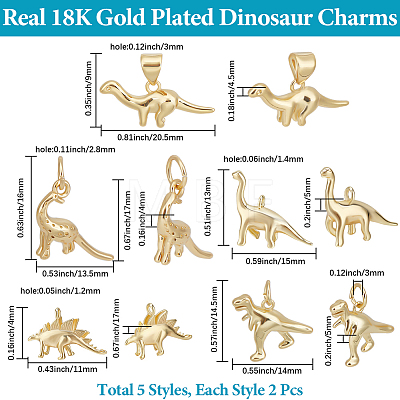 10Pcs 5 Styles Brass Charms KK-BBC0017-26-1
