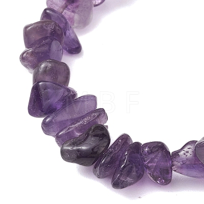 Natural Amethyst Chip Beaded Stretch Bracelets for Women Men BJEW-JB10652-04-1