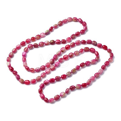 Natural Dyed Malaysia Jade Tumble Stone Nuggets Beaded Long Necklaces for Women NJEW-F340-A04-1