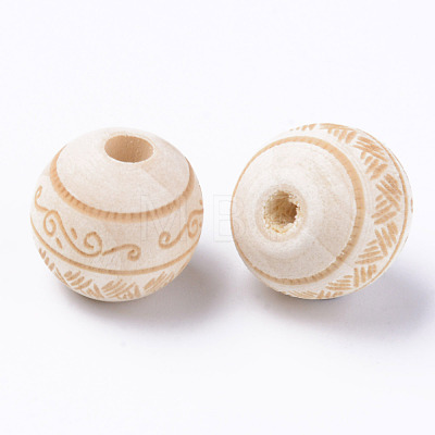 Unfinished Natural Wood European Beads WOOD-S057-016A-1