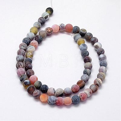 Frosted Natural Agate Beads Strands G-F367-6mm-07-1