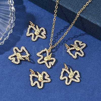 SHEGRACE Brass Micro Pave Clear Cubic Zirconia Charms XGRQ4S997-749G-1