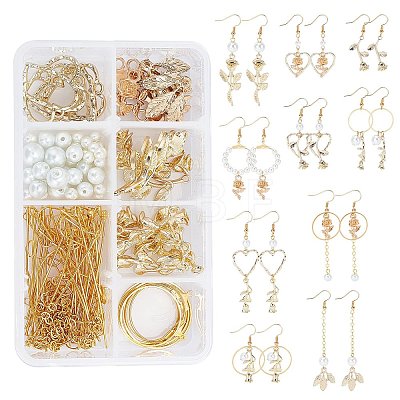 Rose Theme Dangle Earrings DIY Making Kit DIY-SC0017-57-1