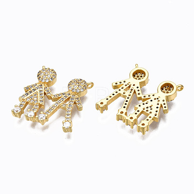 Brass Micro Pave Clear Cubic Zirconia Pendants ZIRC-N039-160-NF-1