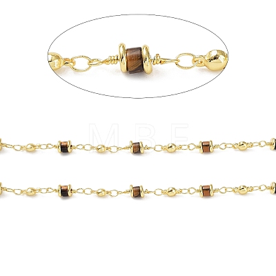 Natural Tiger Eye Column Link Chains CHC-K014-07G-02-1