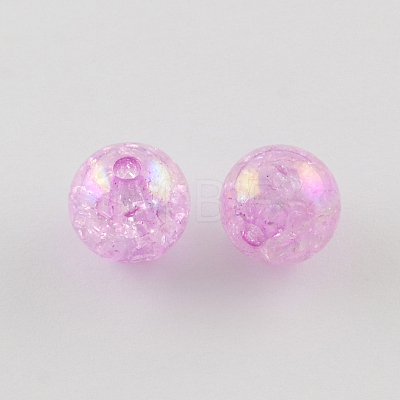 Bubblegum AB Color Transparent Crackle Acrylic Round Beads CACR-R011-20mm-02-1