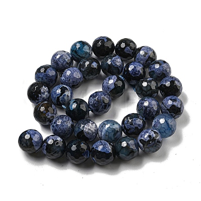 Faceted Natural Fire Crackle Agate Beads Strands G-F447-12mm-N16-1