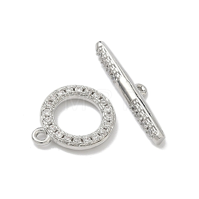 Brass Micro Pave Clear Cubic Zirconia Toggle Clasps KK-G548-26P-1