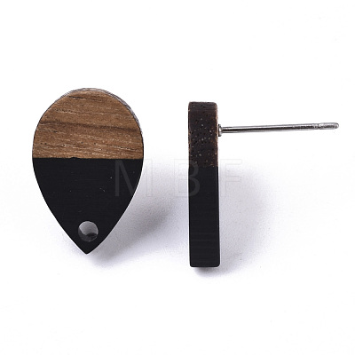 Resin & Walnut Wood Stud Earring Findings X-MAK-N032-002A-B01-1