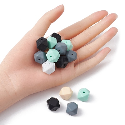 Hexagon Food Grade Eco-Friendly Silicone Focal Beads SIL-YW0001-11B-1