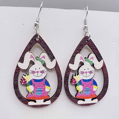 Easter Wood Dangle Earrings FS-WG65A0D-07-1