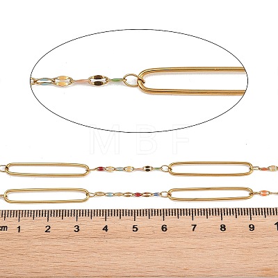 304 Stainless Steel Enamel Dapped Chain Oval Link Chains CHS-K021-15G-02-1